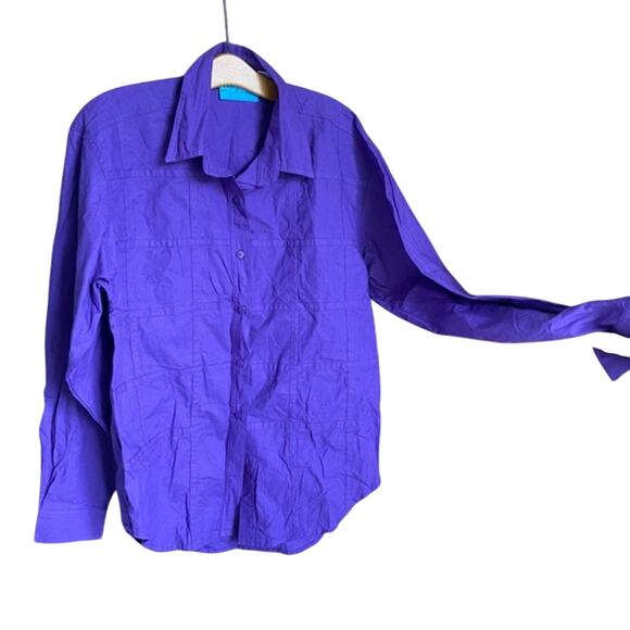Vintage Ol' Paint Vibrant Purple button down patchwork square Cotton Shirt large - Picture 2 of 7